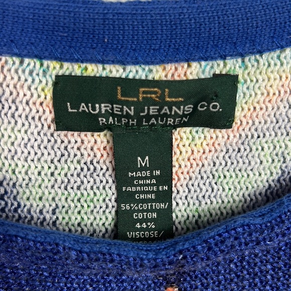 LRL Lauren Jean Co Colorful Southwest Print Cropped Oversized Sweater Medium - Picture 3 of 6